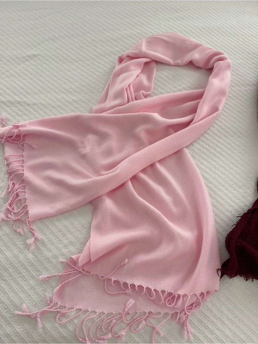 2 Soft Lightweight Scarves Pink & Burgundy